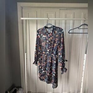 Zara Navy Floral Long Sleeve Top